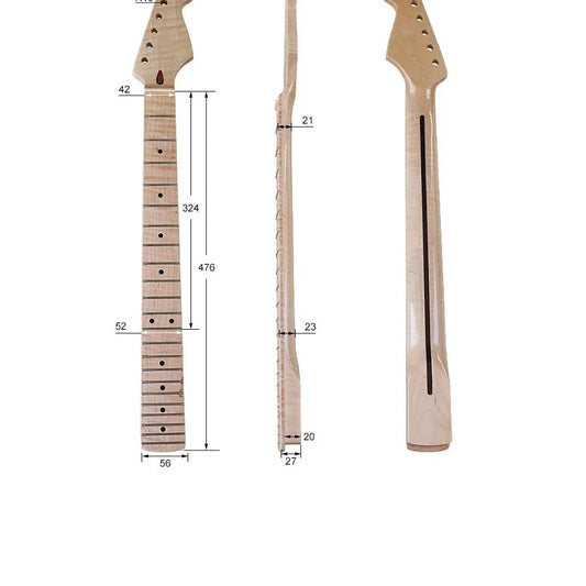 6-String 22-Fret Tiger Stripe ST Style Neck – Bright Natural Maple