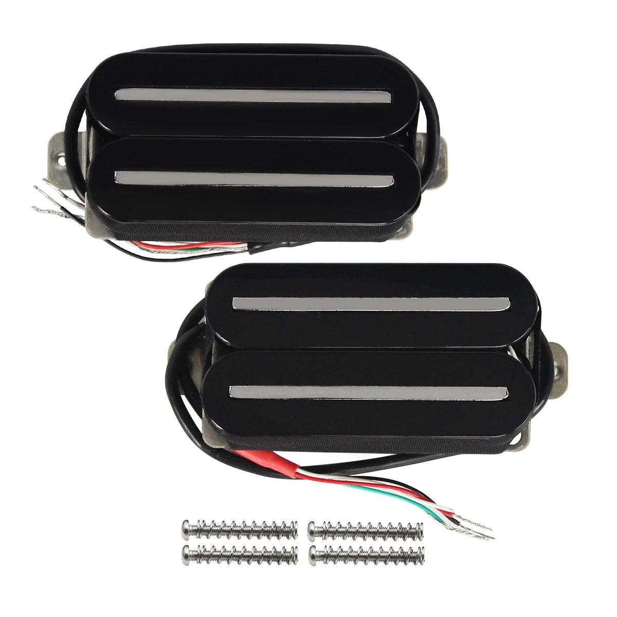 FLEOR Set of Neck and Bridge High Output Hot Dual Rail Humbucker Pickups Ceramic Available in Black or White