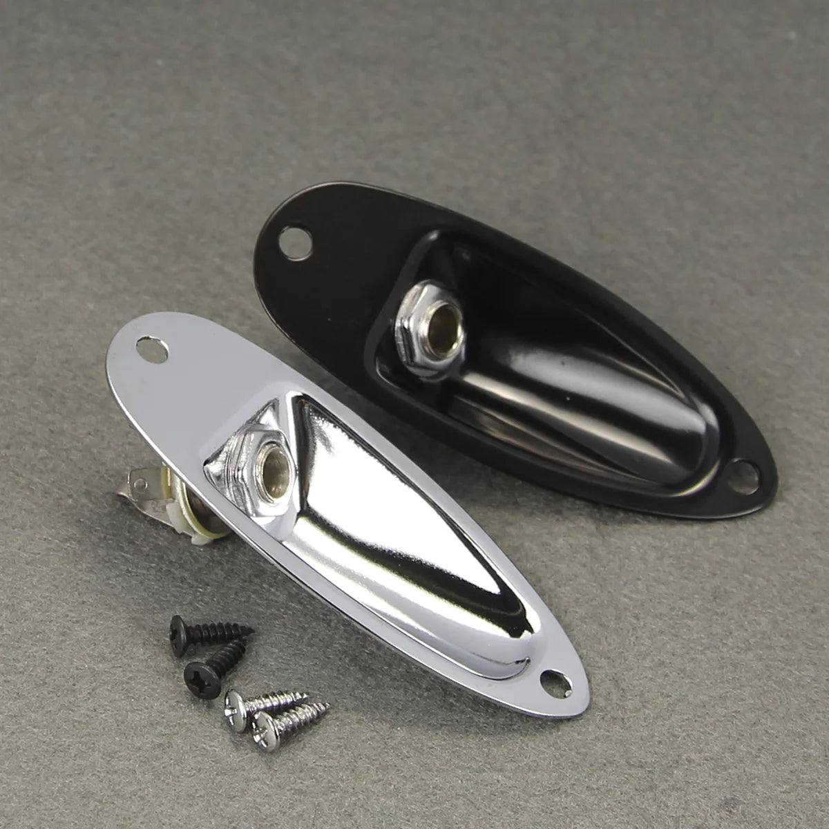 FLEOR 1PCS Boat Style Input Jack Guitar Jack Socket 1/4" 6.35mm For ST Guitar,Chrome/Black Choose