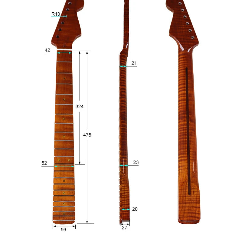 ST 6-String 22-Fret Tiger Pattern Baked Maple Neck – 5.6 cm Wide