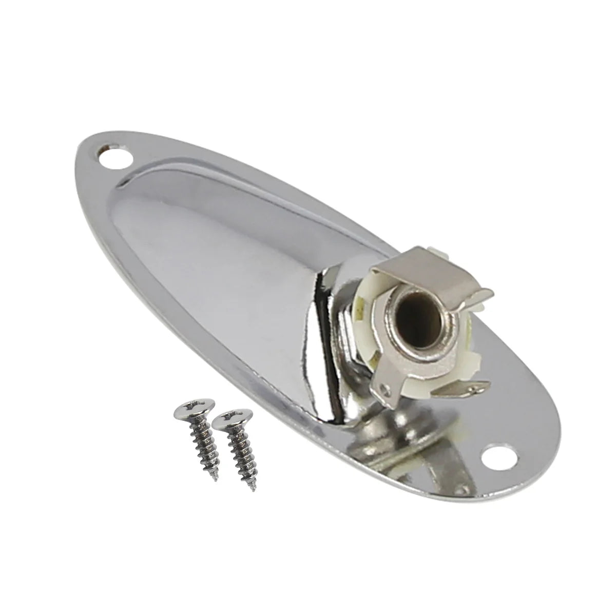 FLEOR 1PCS Boat Style Input Jack Guitar Jack Socket 1/4" 6.35mm For ST Guitar,Chrome/Black Choose
