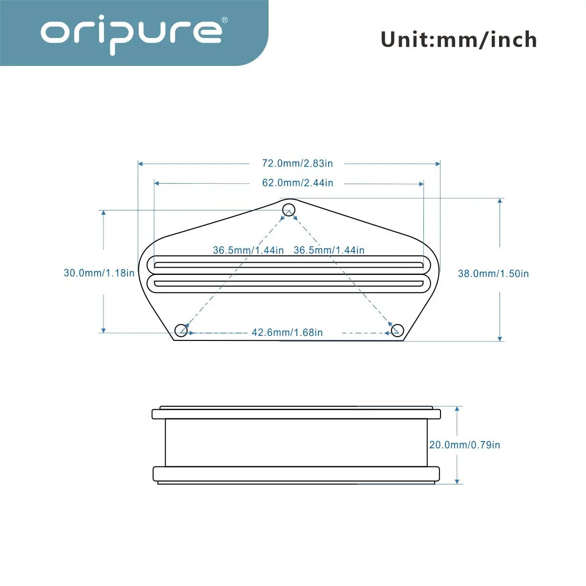 OriPure PBL5 Alnico 5 Hot Dual Rails Humbucker – High-Output Bridge Pickup