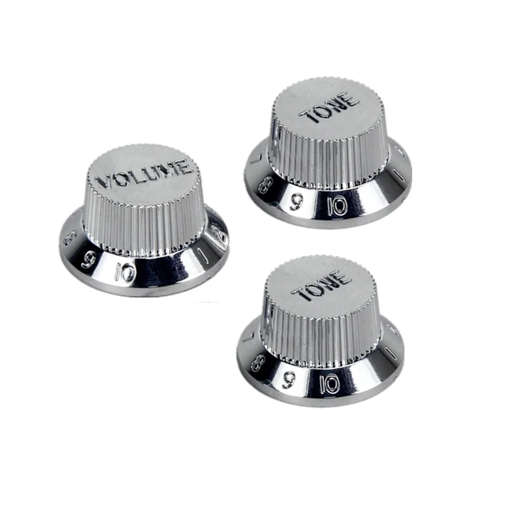 FLEOR 3pcs Plastic 2T1V Volume Tone Control Knobs High Dome Caps for ST Guitar