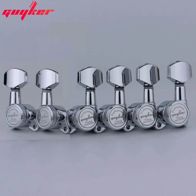 GUYKER Chrome Locking Guitar Machine Heads Tuners 1:18 Ratio (Set of 6) for LP & SG Guitars