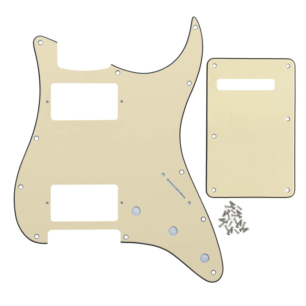 Fleor Electric Guitar HH Pickguard Scratch Plate Back Plate with Screws for 11-Hole American Standard FD ST Style Guitar