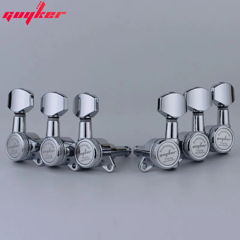 GUYKER Chrome Locking Guitar Machine Heads Tuners 1:18 Ratio (Set of 6) for LP & SG Guitars