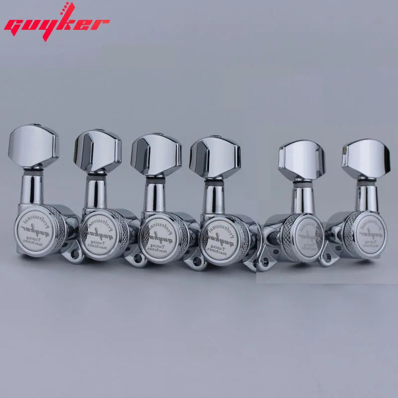 GUYKER Chrome Locking Guitar Machine Heads Tuners 1:18 Ratio (Set of 6) for LP & SG Guitars