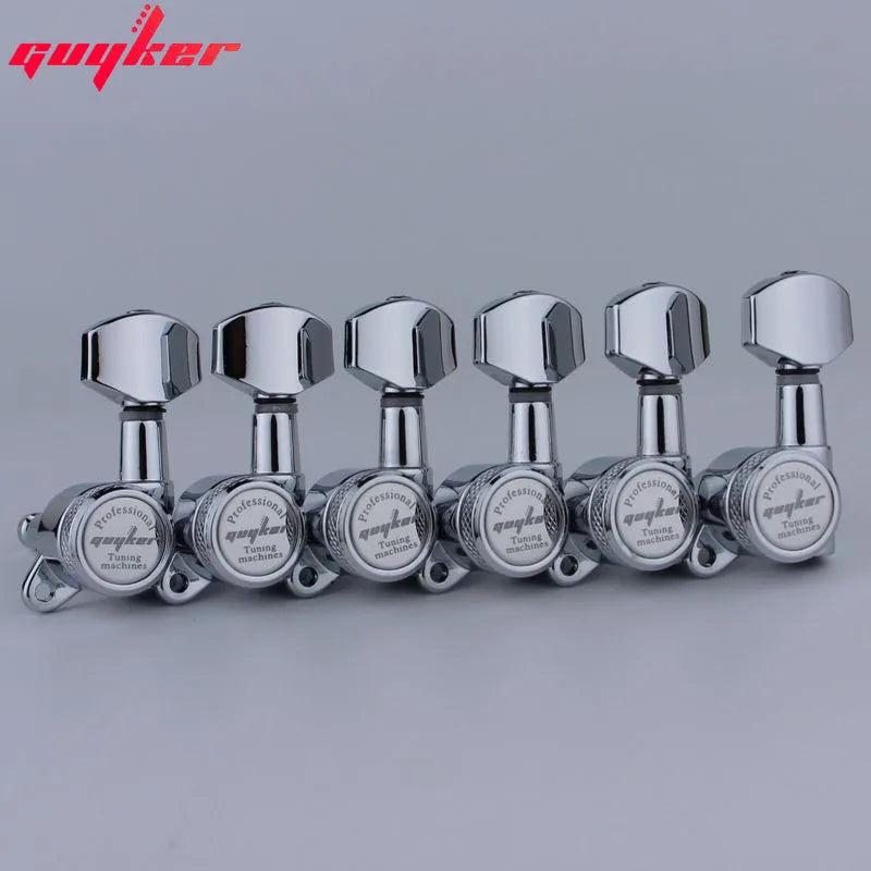 GUYKER Chrome Locking Guitar Machine Heads Tuners 1:18 Ratio (Set of 6) for LP & SG Guitars