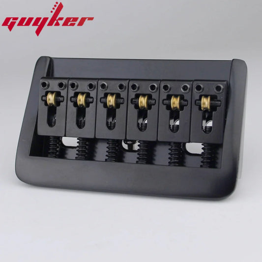 Guyker Adjustable Guitar Bridge 10.5mm String Space Copper Fixed Saddles and Zinc Block For 6 String Electric Guitar