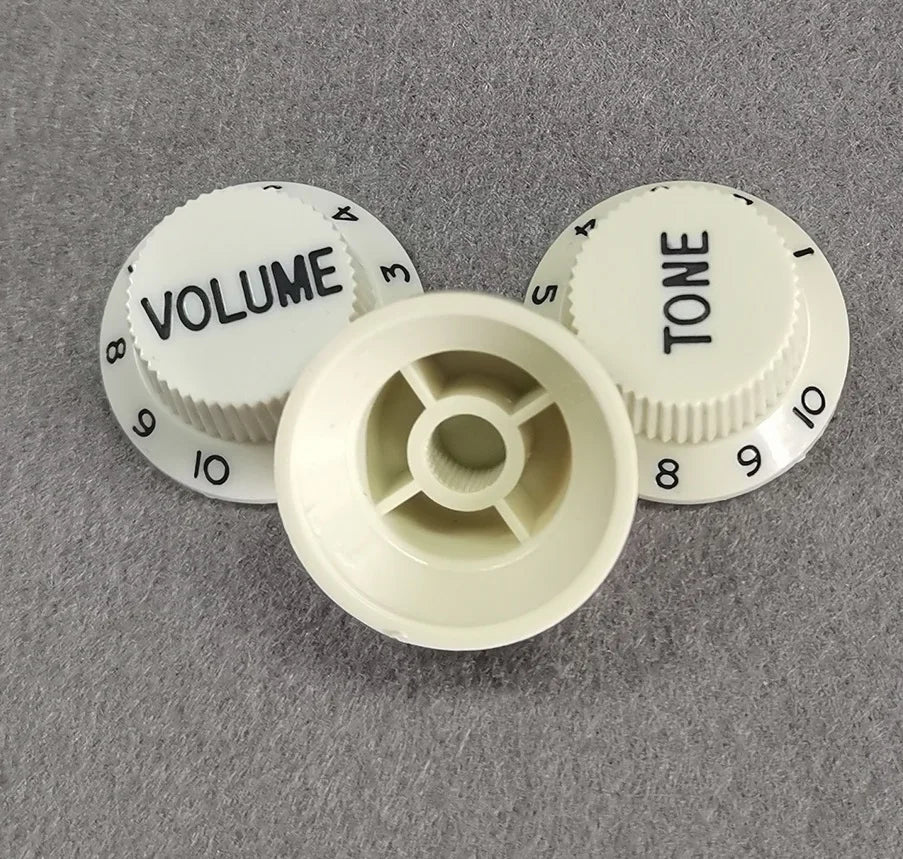 FLEOR 3pcs Plastic 2T1V Volume Tone Control Knobs High Dome Caps for ST Guitar