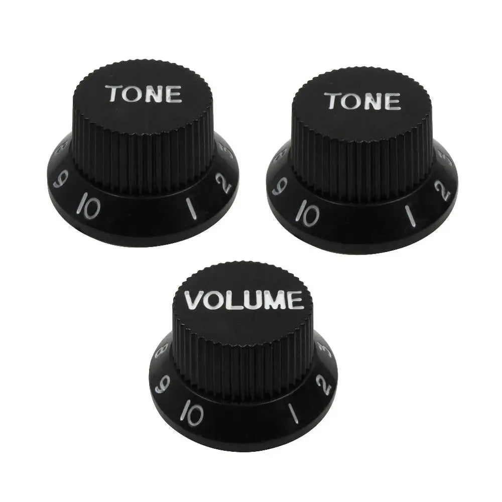 FLEOR 3pcs Plastic 2T1V Volume Tone Control Knobs High Dome Caps for ST Guitar