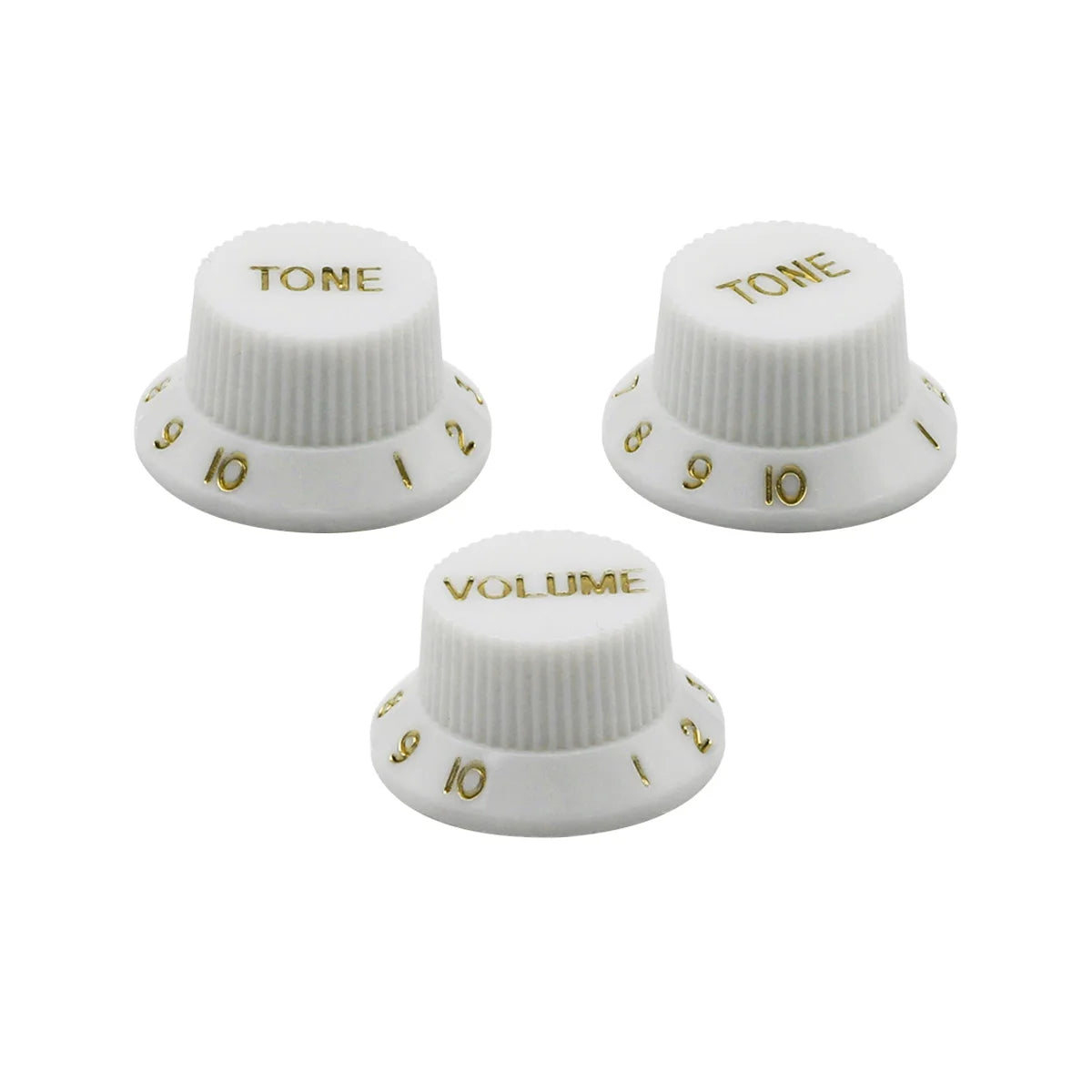 FLEOR 3pcs Plastic 2T1V Volume Tone Control Knobs High Dome Caps for ST Guitar