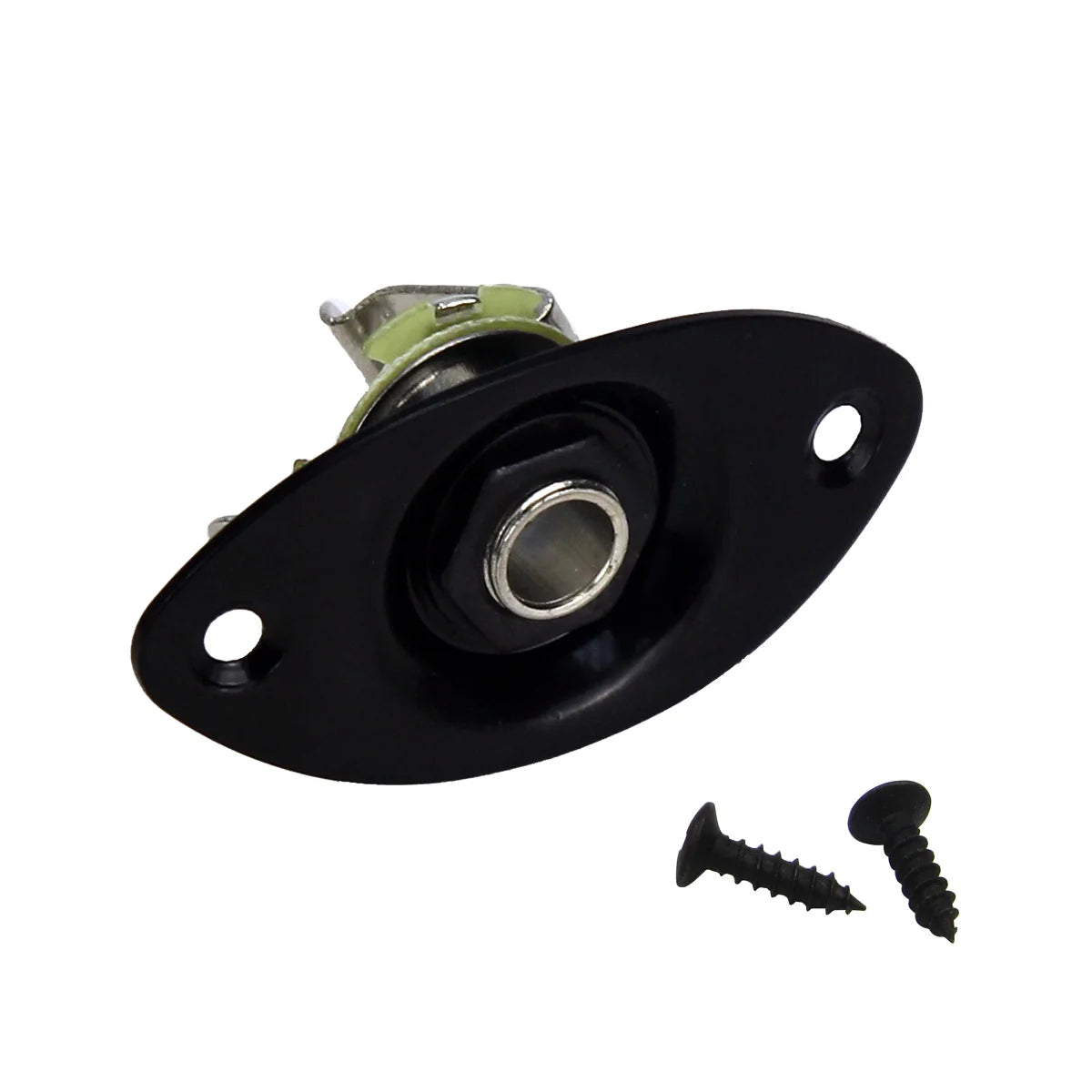 FLEOR 1pcs Oval Indented 1/4" Guitar Output Input Jack Plug Socket 6.35mm for Electric Bass Guitar , Chrome/Black Choose
